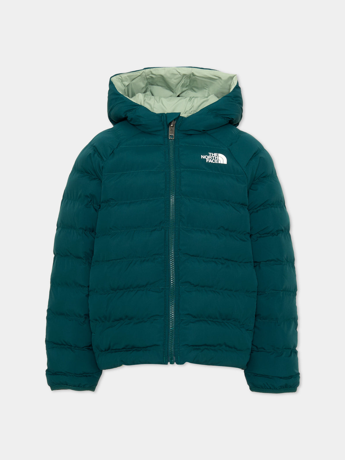 Piumino verde per bambino con cappuccio,The North Face Kids,NF0A88VJN4J1