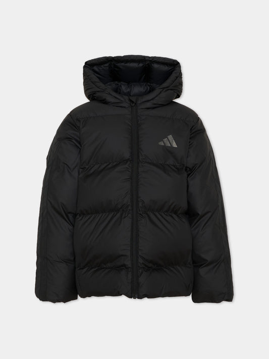 Piumino nero per bambini con cappuccio,Adidas,KH0197