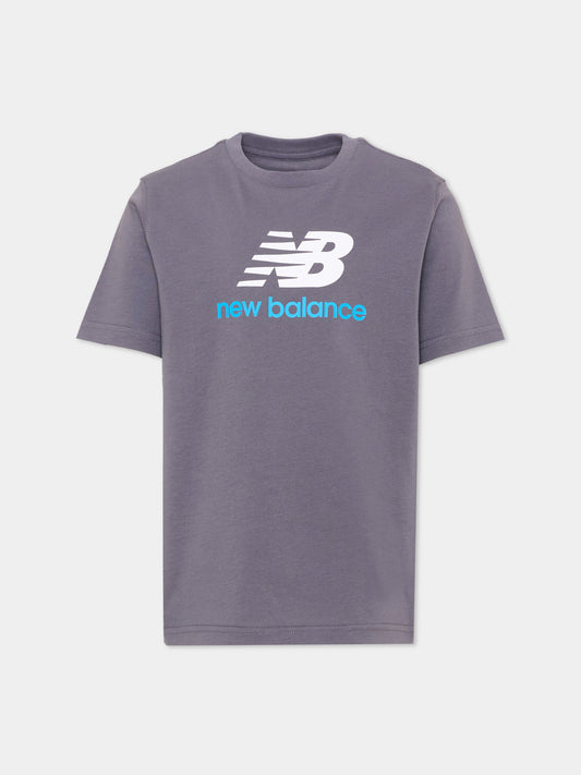 T-shirt grigia per bambino con logo,New Balance,LAKB0253 AA9