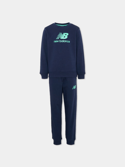 Completo sportivo blu per bambino con logo,New Balance,LAKB0321 NNY