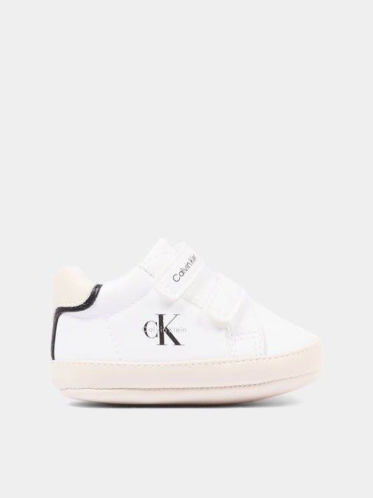 Sneakers bianche per neonati con logo,Calvin Klein Kids,V0B9 83437 1582Y631