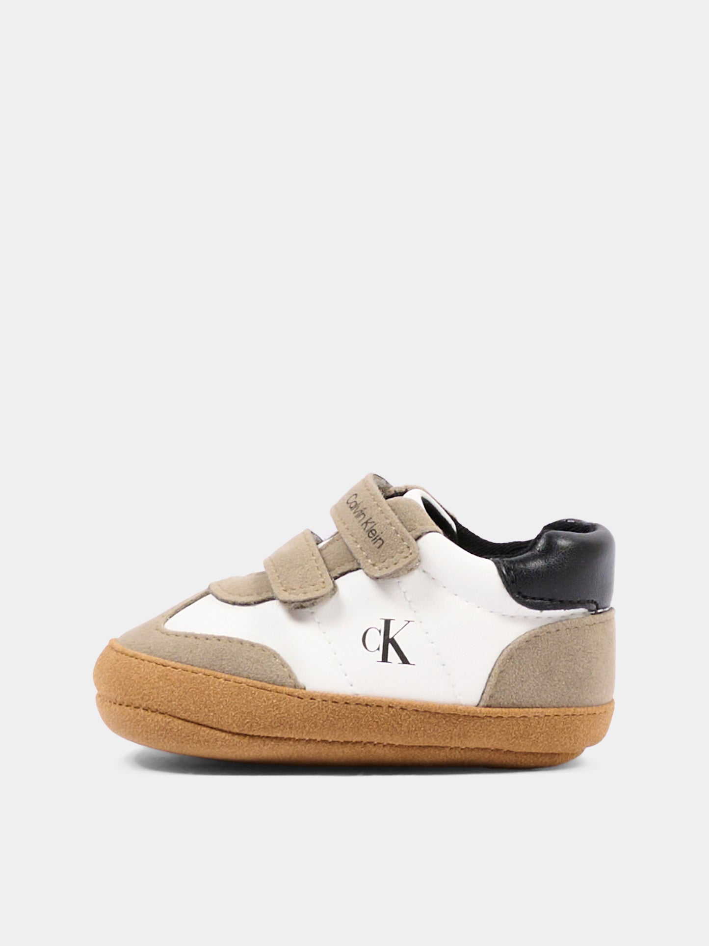 Sneakers beige per neonato con velcro,Calvin Klein Kids,V0B9 83438 1976Y746