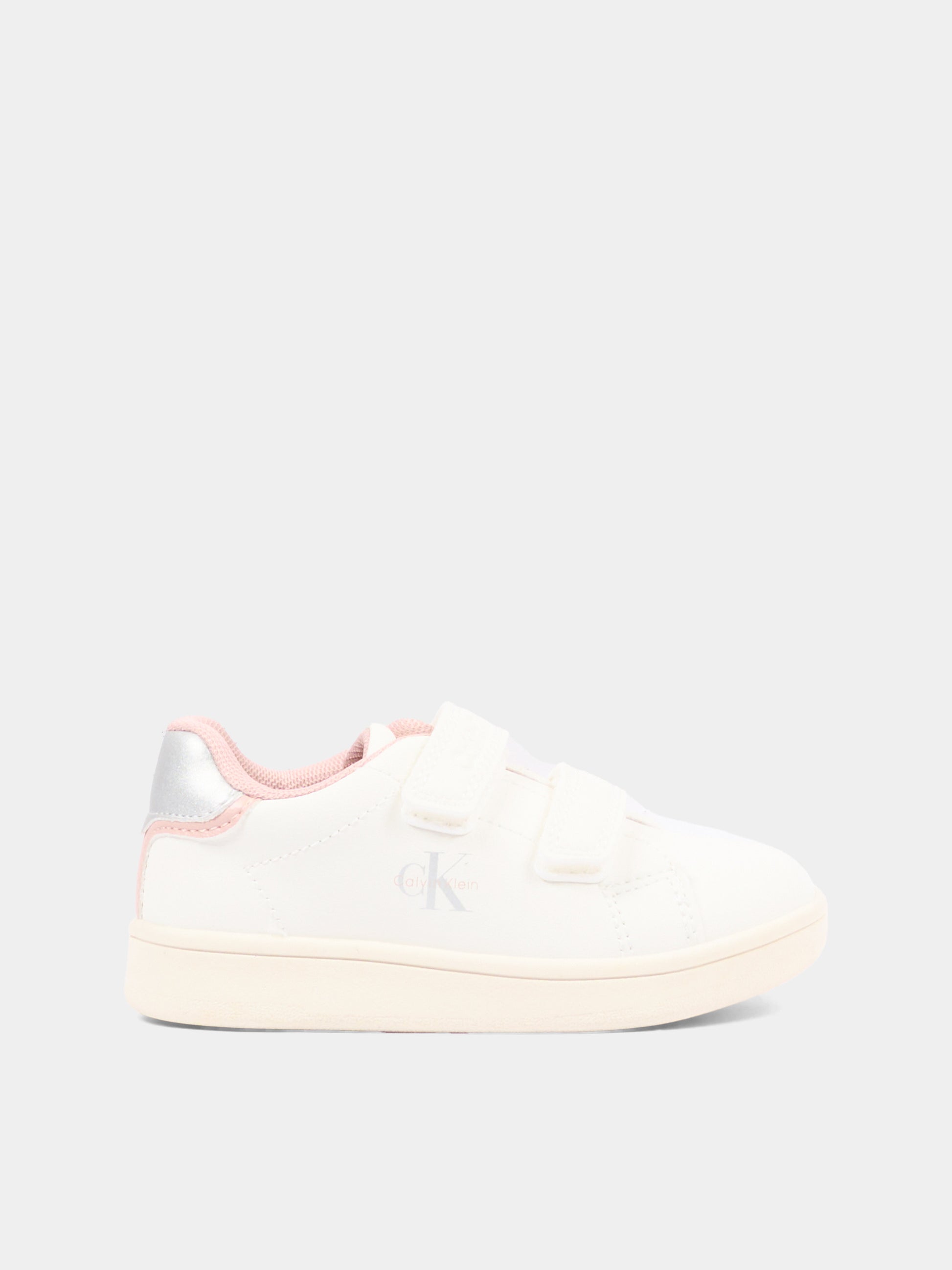 Sneakers bianche per bambina con logo,Calvin Klein Kids,V1A9 83382 1355Y622