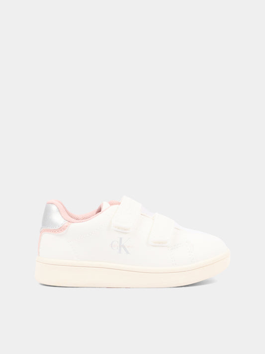 Sneakers bianche per bambina con logo,Calvin Klein Kids,V1A9 83382 1355Y622