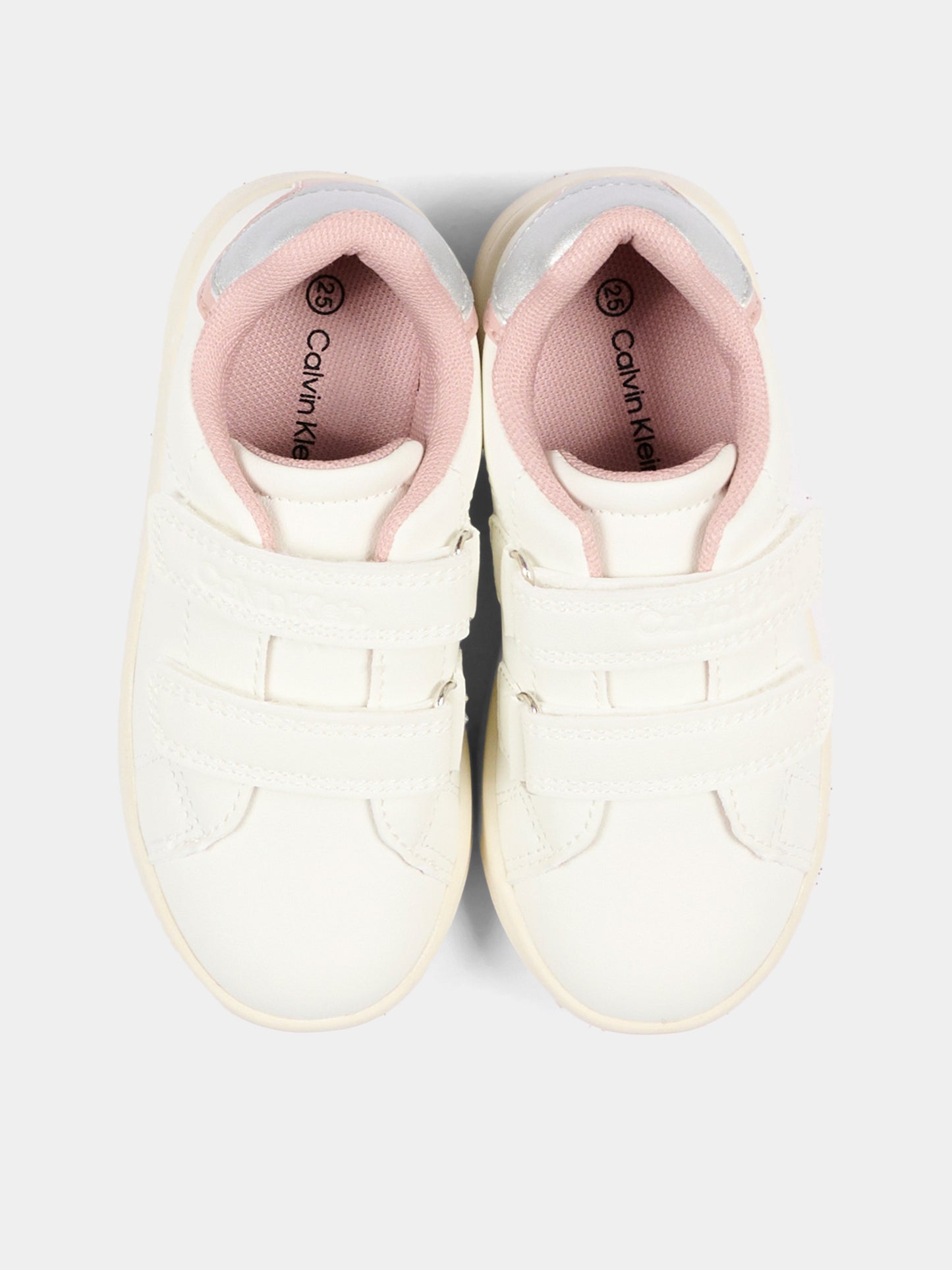 Sneakers bianche per bambina con logo,Calvin Klein Kids,V1A9 83382 1355Y622