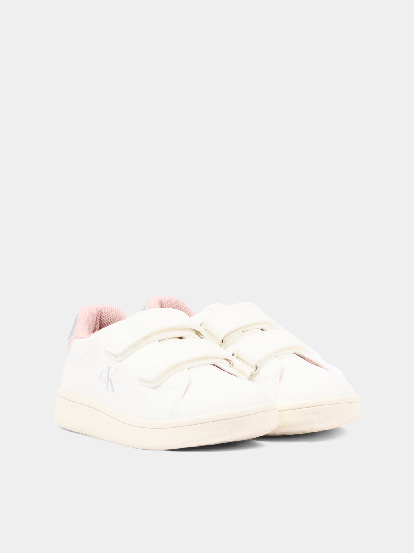 Sneakers bianche per bambina con logo,Calvin Klein Kids,V1A9 83382 1355Y622