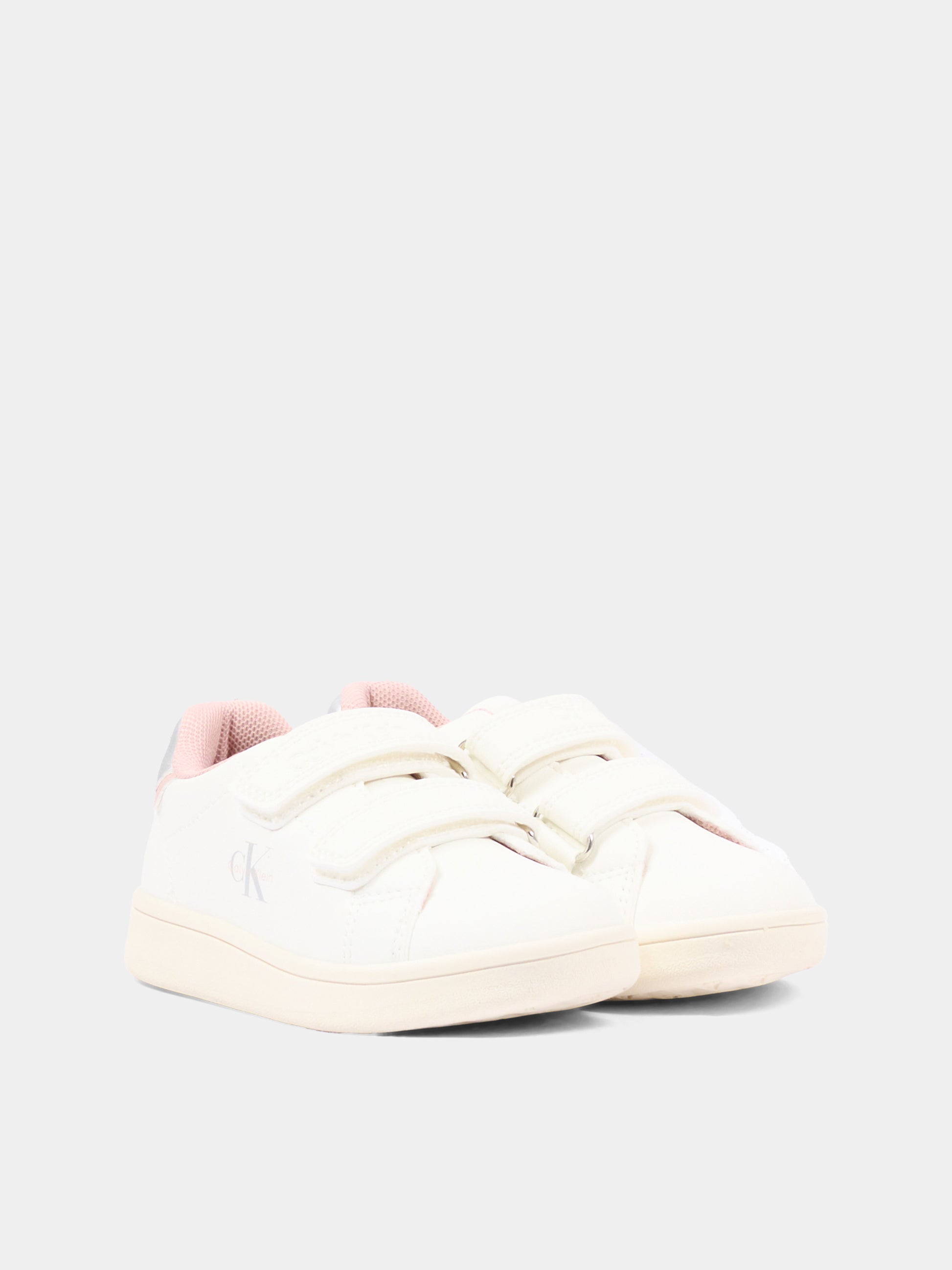 Sneakers bianche per bambina con logo,Calvin Klein Kids,V1A9 83382 1355Y622