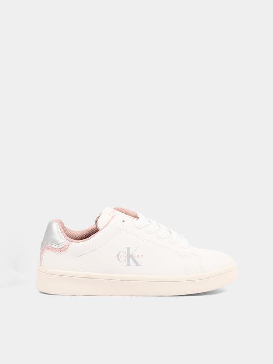 Sneakers bianche per bambina con logo,Calvin Klein Kids,V3A9 83386 1355Y622