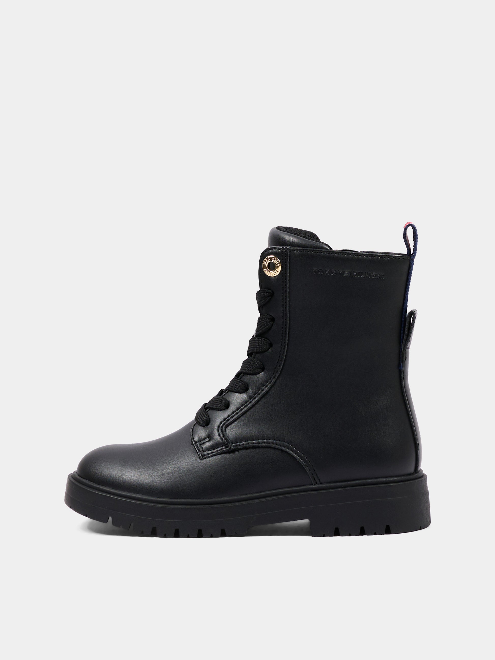Anfibi nero per bambina con logo,Tommy Hilfiger Junior,T3A5 35157 1355999