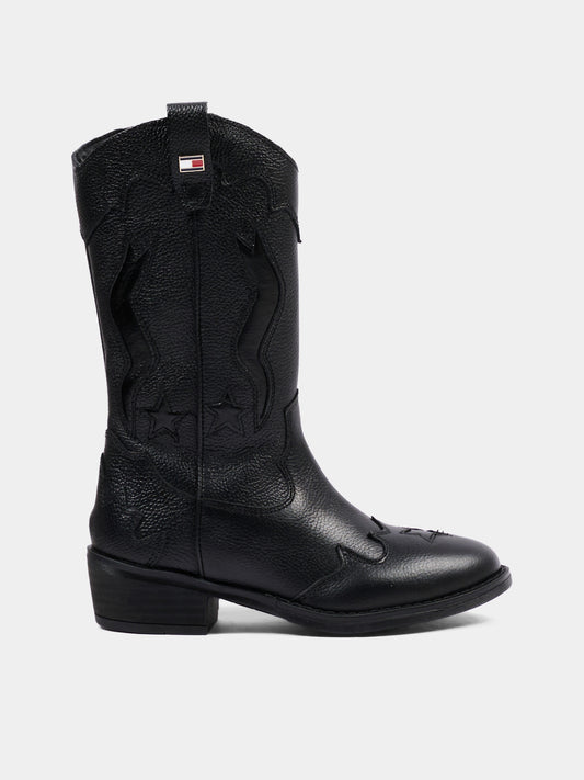 Stivali neri per bambina con stelle,Tommy Hilfiger Junior,T3A6 35193 0036999