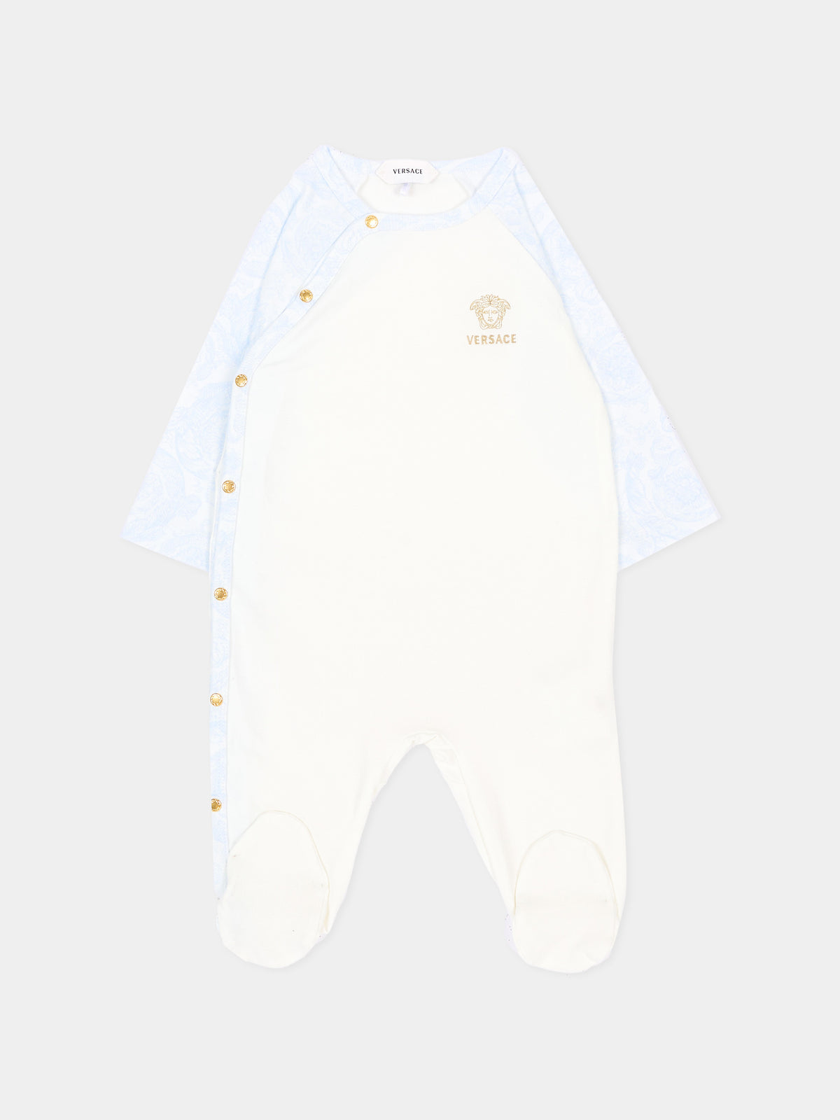 Tutina bianca per neonato con logo,Versace,1017948 1A18059 6WN40