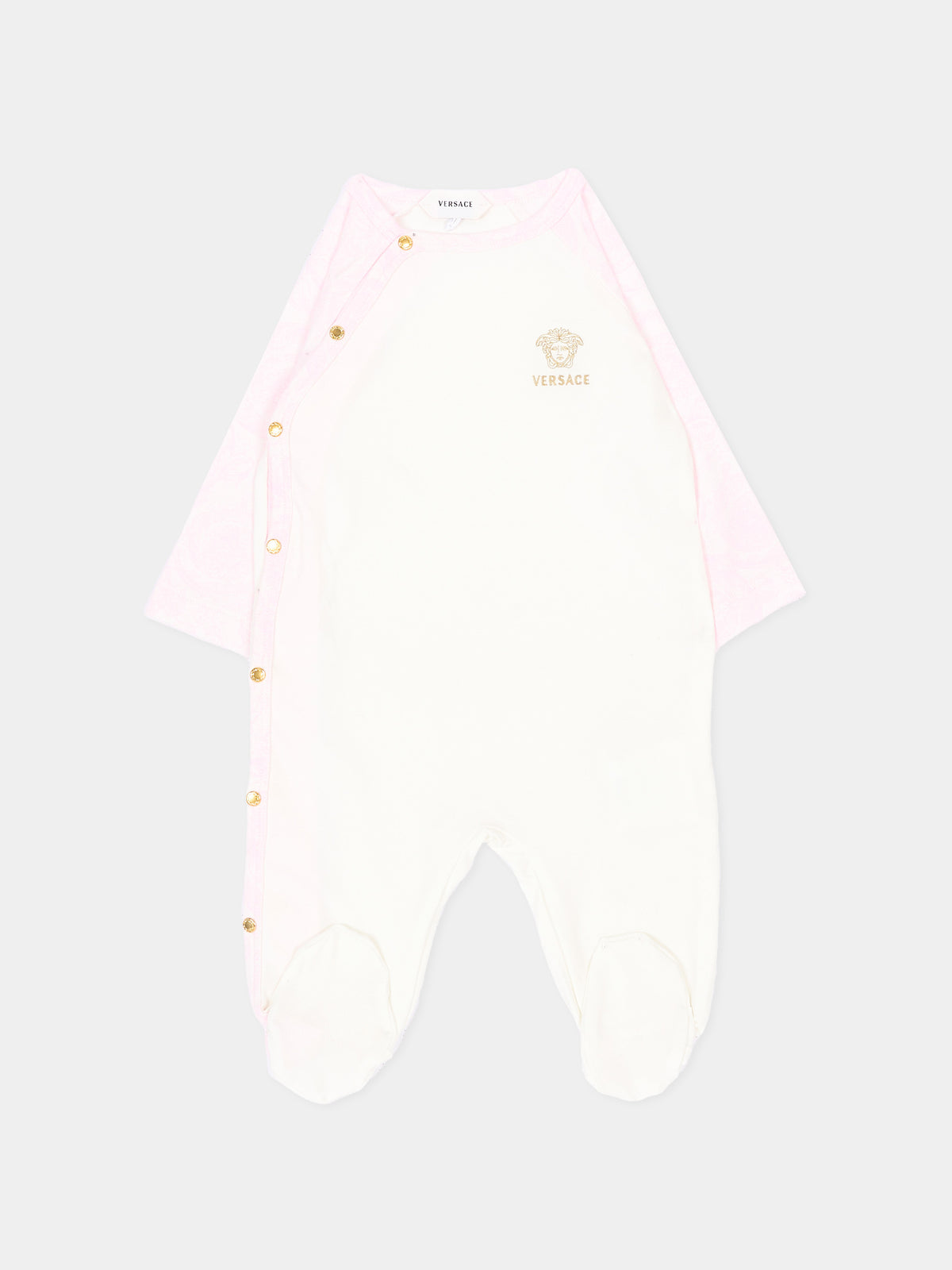 Tutina bianca per neonata con logo,Versace,1017948 1A18059 6WN50