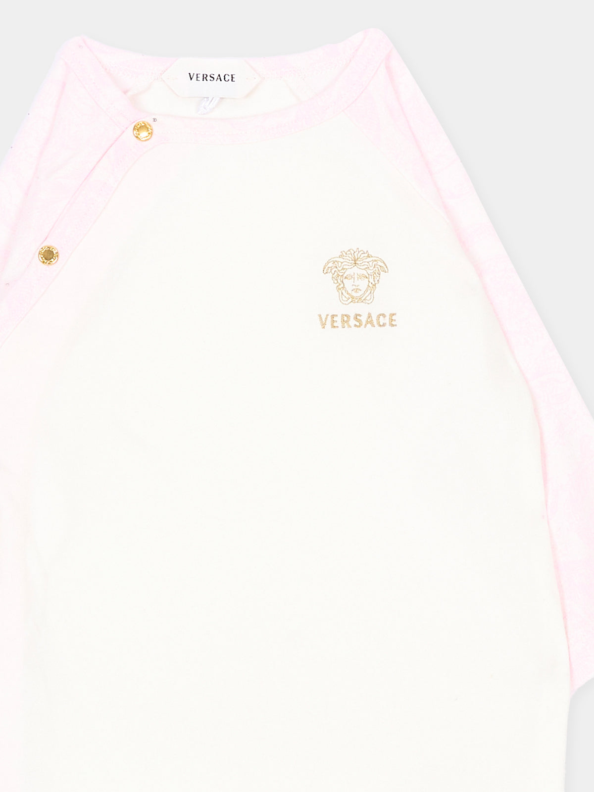 Tutina bianca per neonata con logo,Versace,1017948 1A18059 6WN50