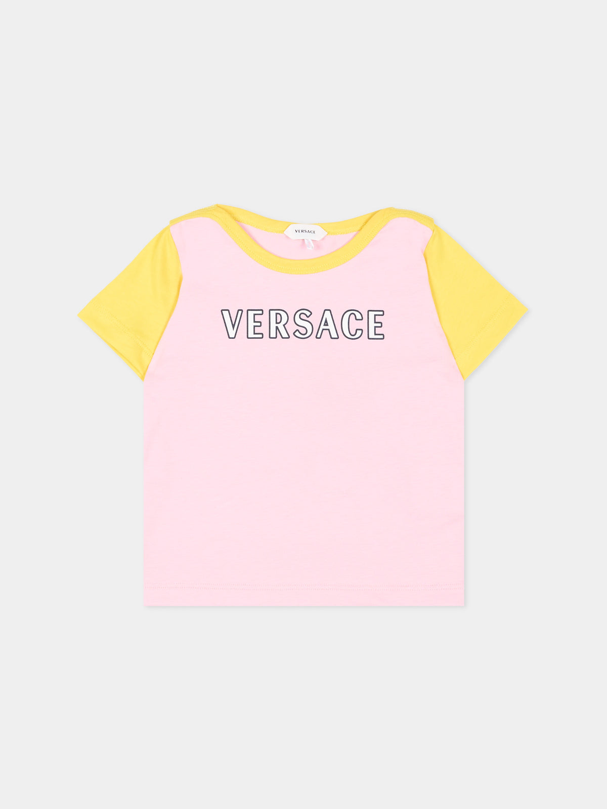 T-Shirt rosa per neonata con logo,Versace,1025174 1A18129 6PD90