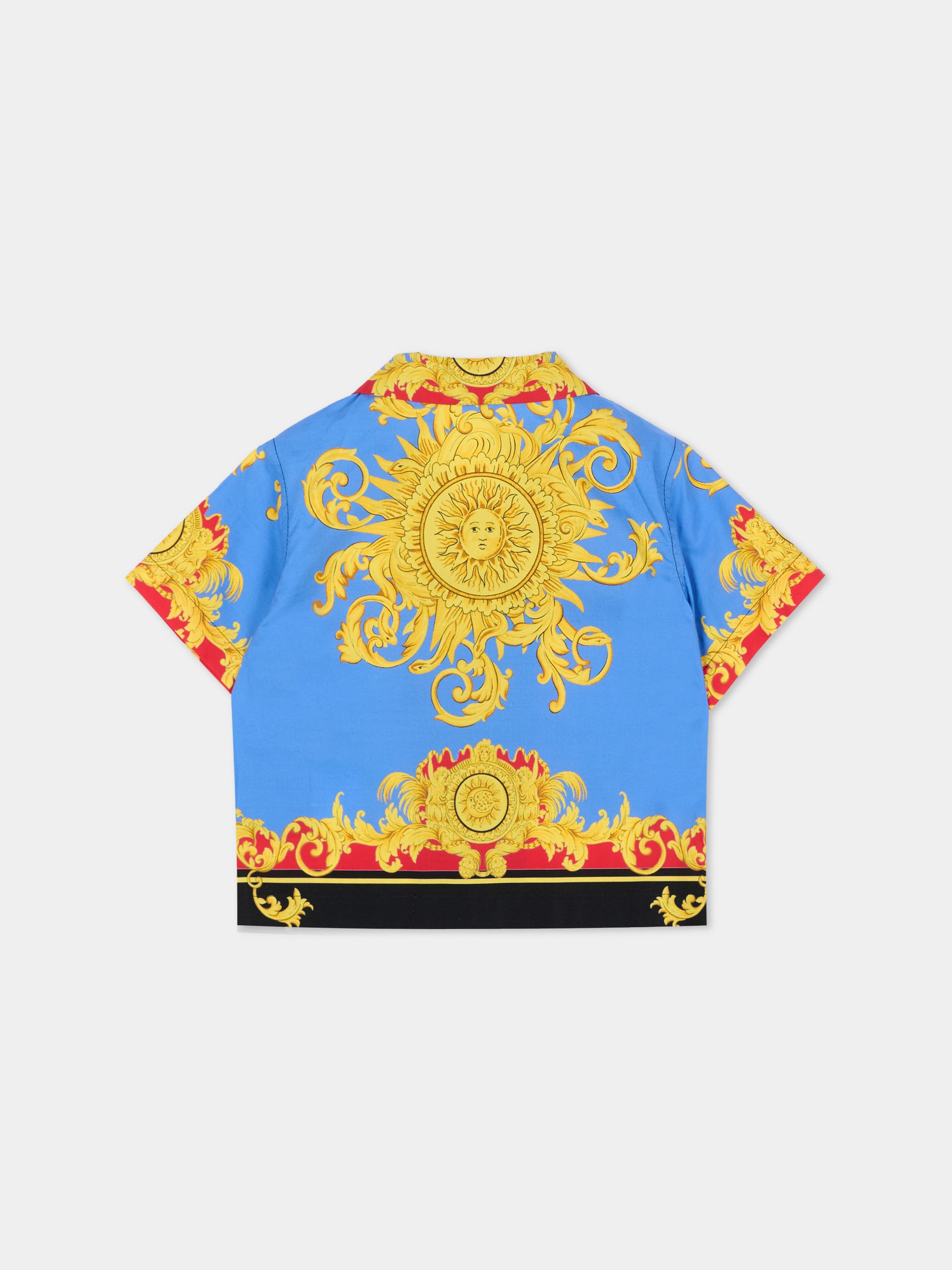 Camicia a maniche corte multicolor per neonato con stampa barocca per neonato,Versace,1025157 1A18114 5UG70