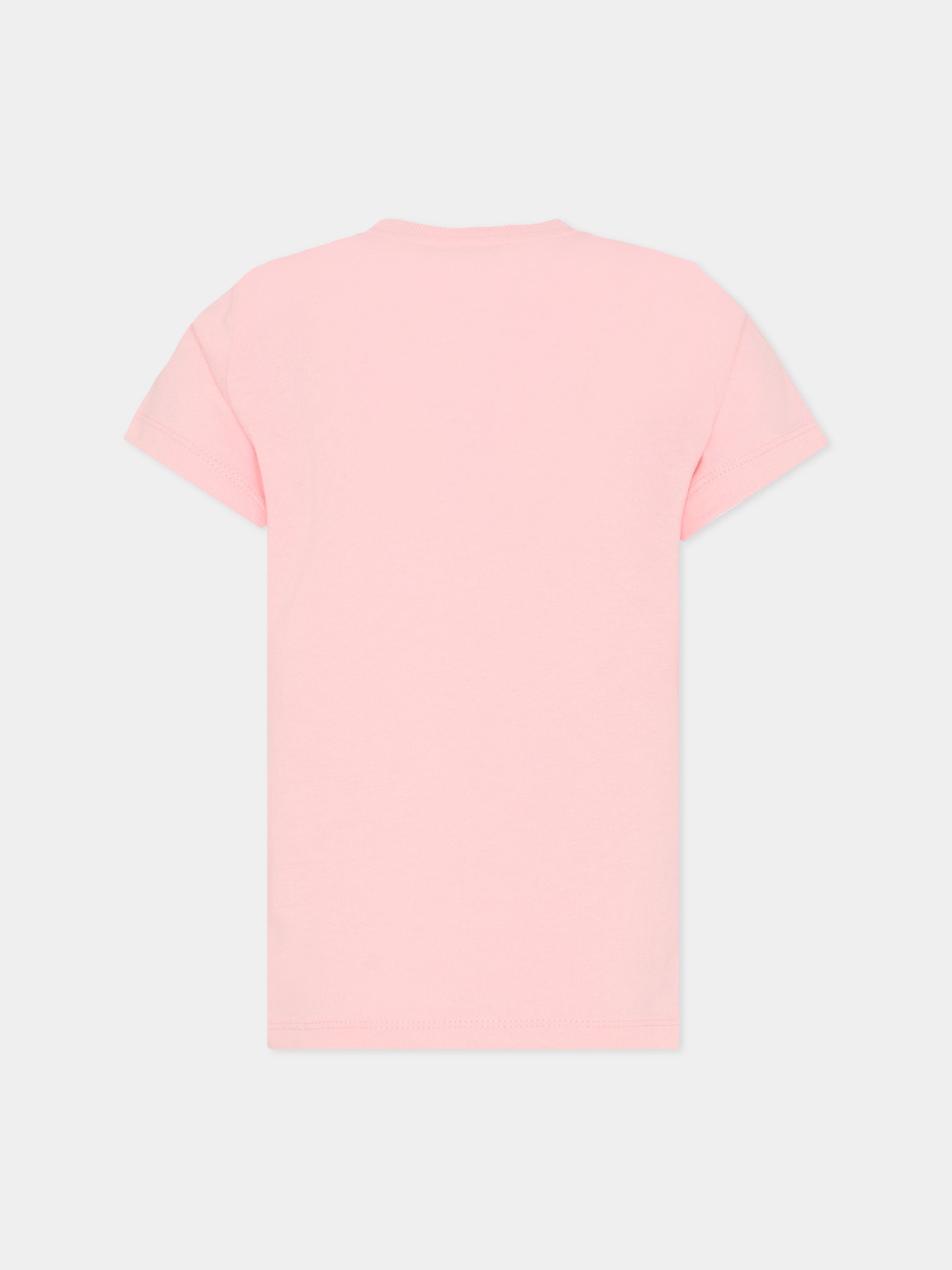 T-shirt rosa per bambina con Teddy Bear e logo,Moschino Kids,HPM058 LAA34 50209