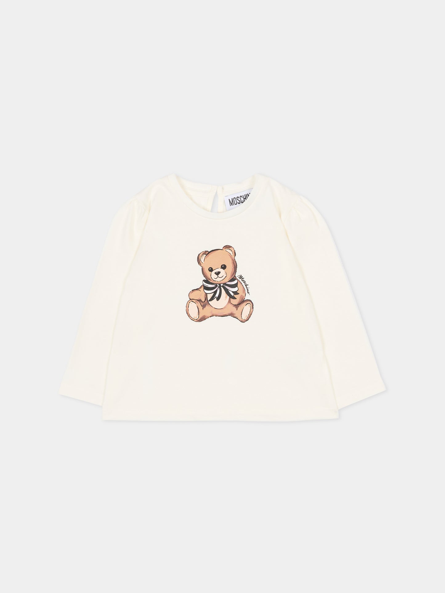T-shirt avorio per neonata con Teddy Bear,Moschino Kids,MDO00U LBA11 10063