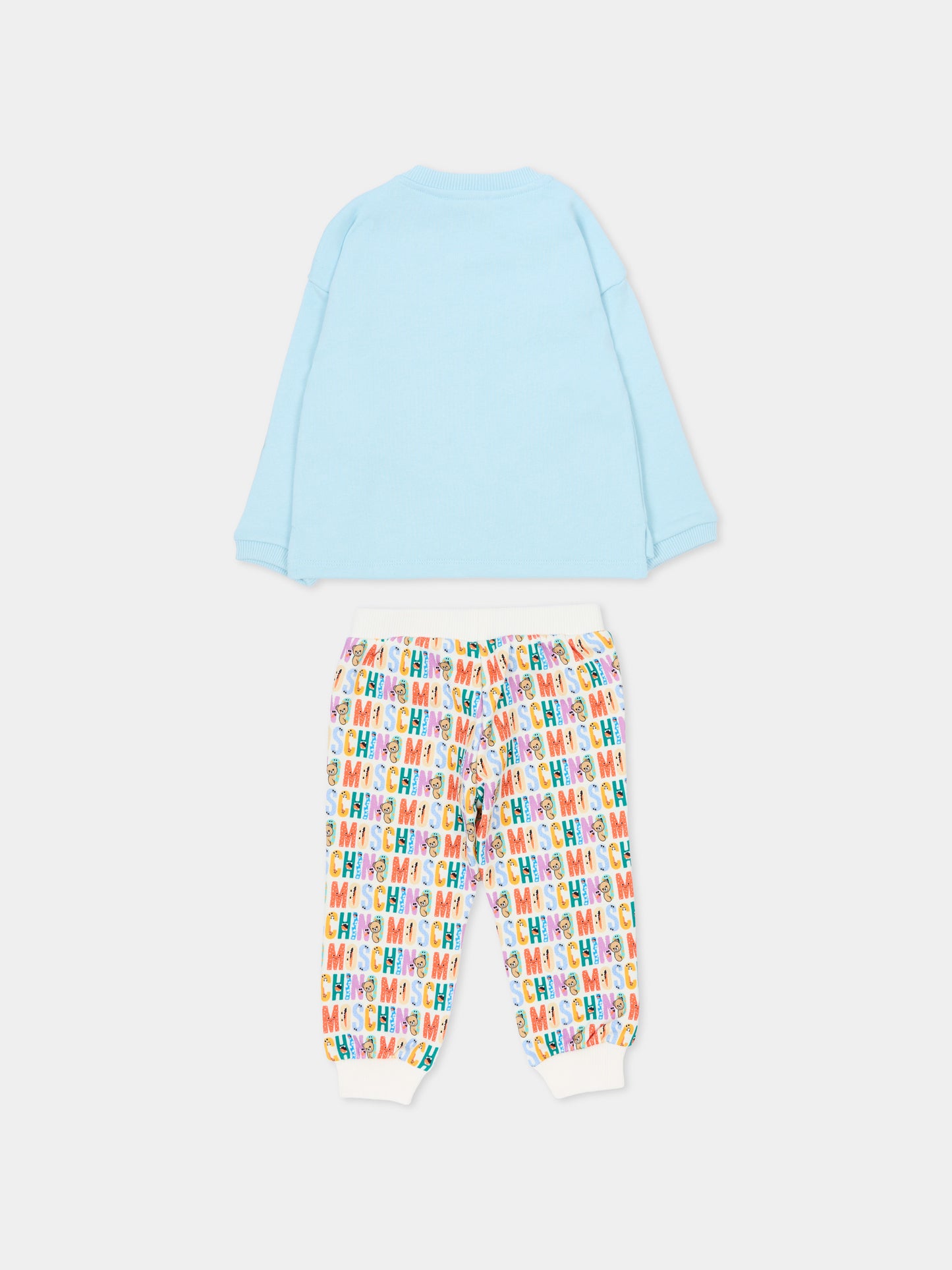 Completo celeste per neonato con logo,Moschino Kids,MUK05C LCA58 40304