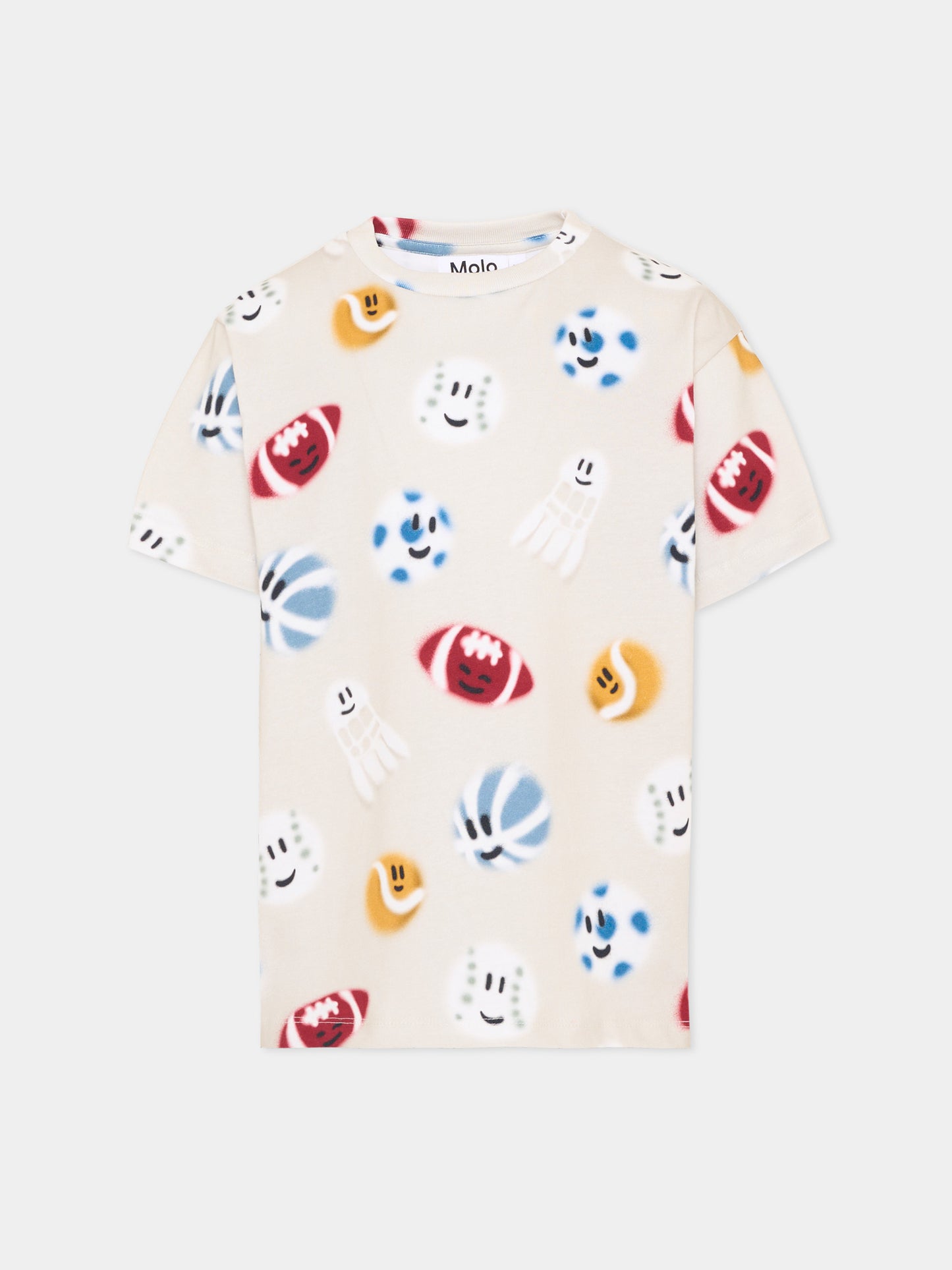 T-shirt beige per bambino con stampa,Molo,1W26A201 6249