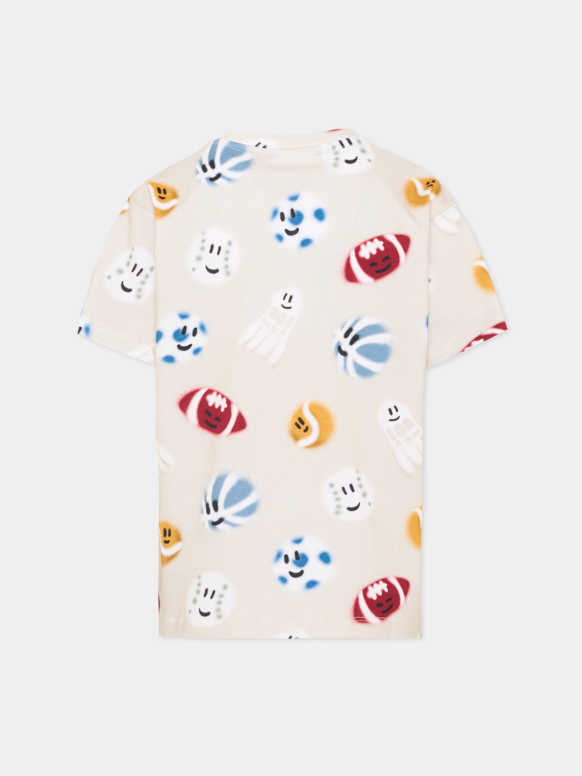 T-shirt beige per bambino con stampa,Molo,1W26A201 6249