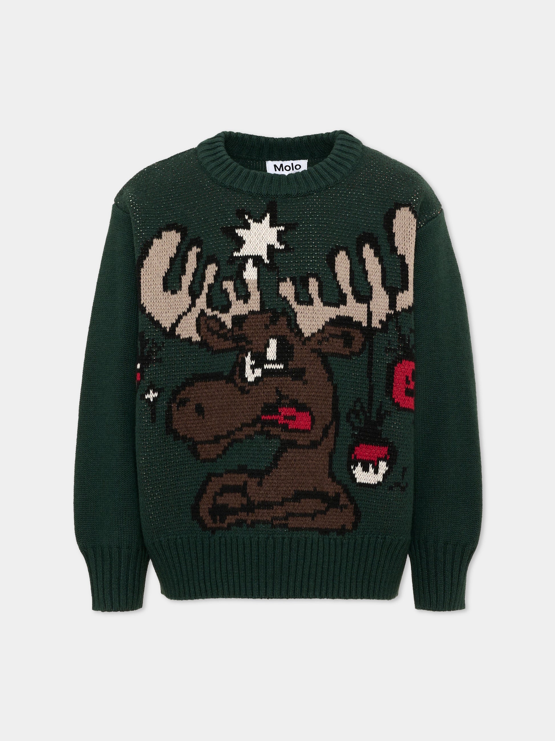 Maglione verde Bello per bambino con alce,Molo,1W26K201 9959