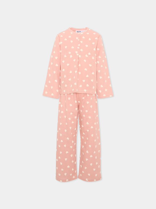 Pigiama rosa per bambina con cuori,Molo,2W26R501 5873