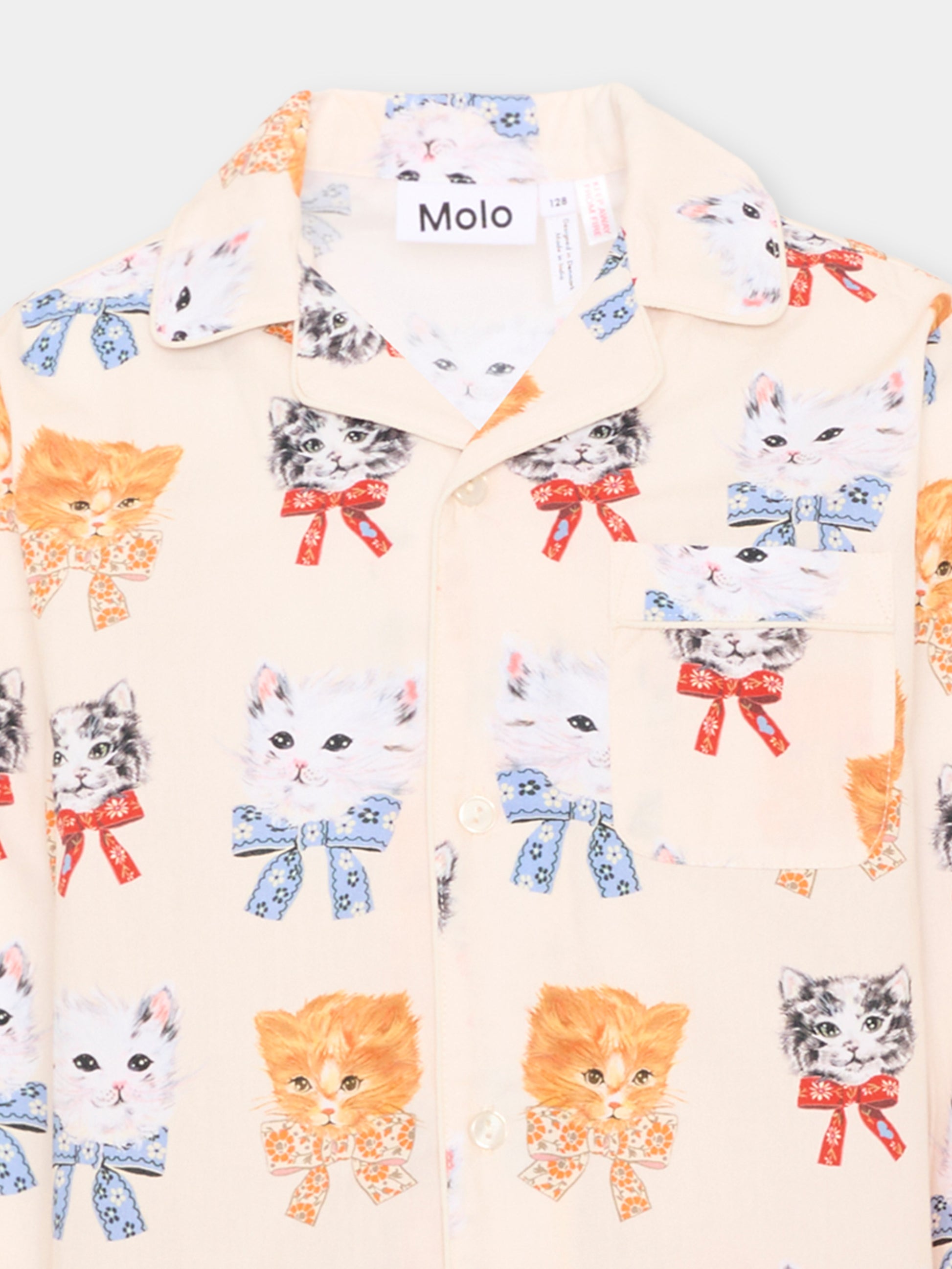 Pigiama avorio Lex per bambina con gatti,Molo,2W26R502 5848
