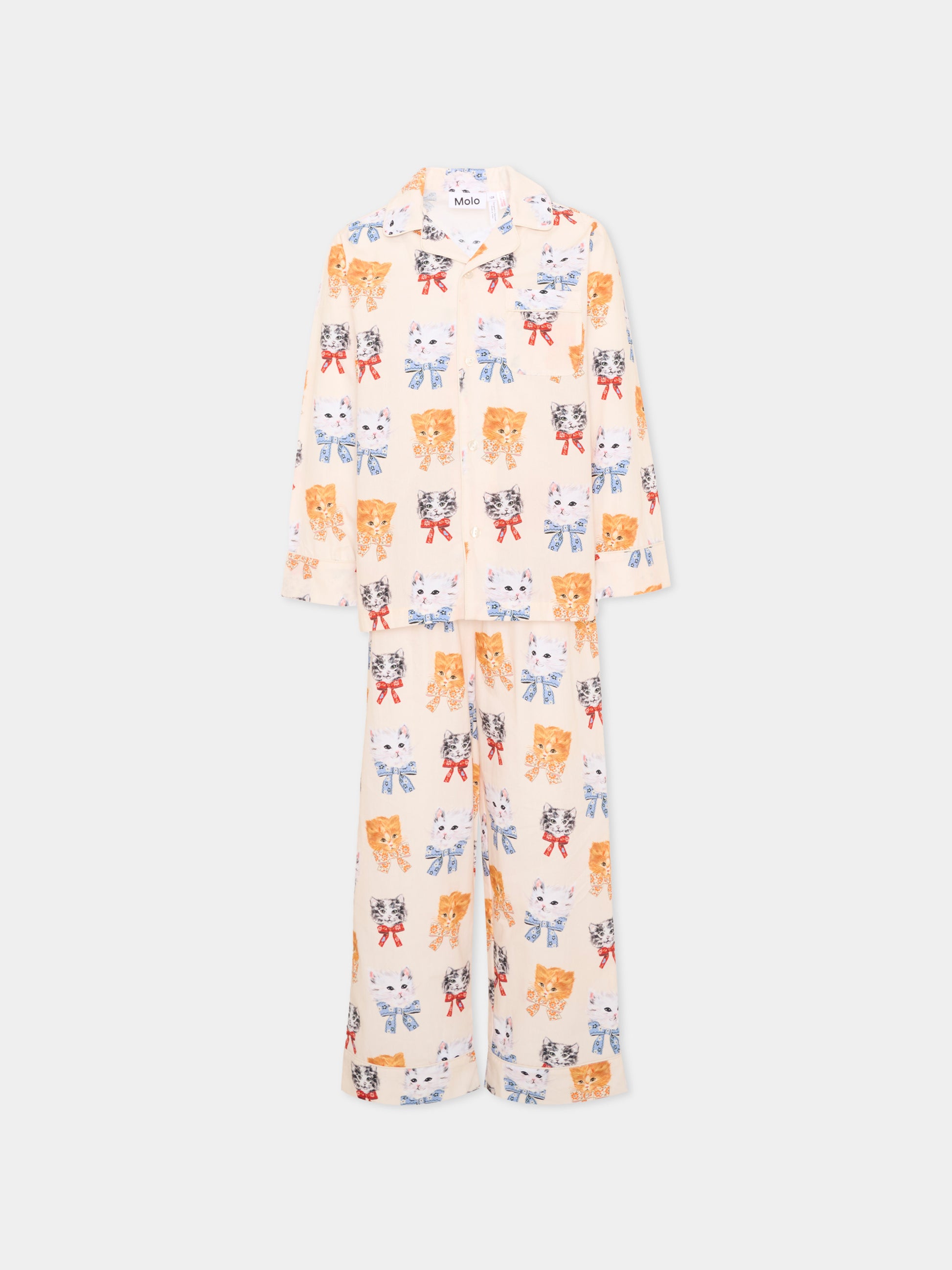 Pigiama avorio Lex per bambina con gatti,Molo,2W26R502 5848