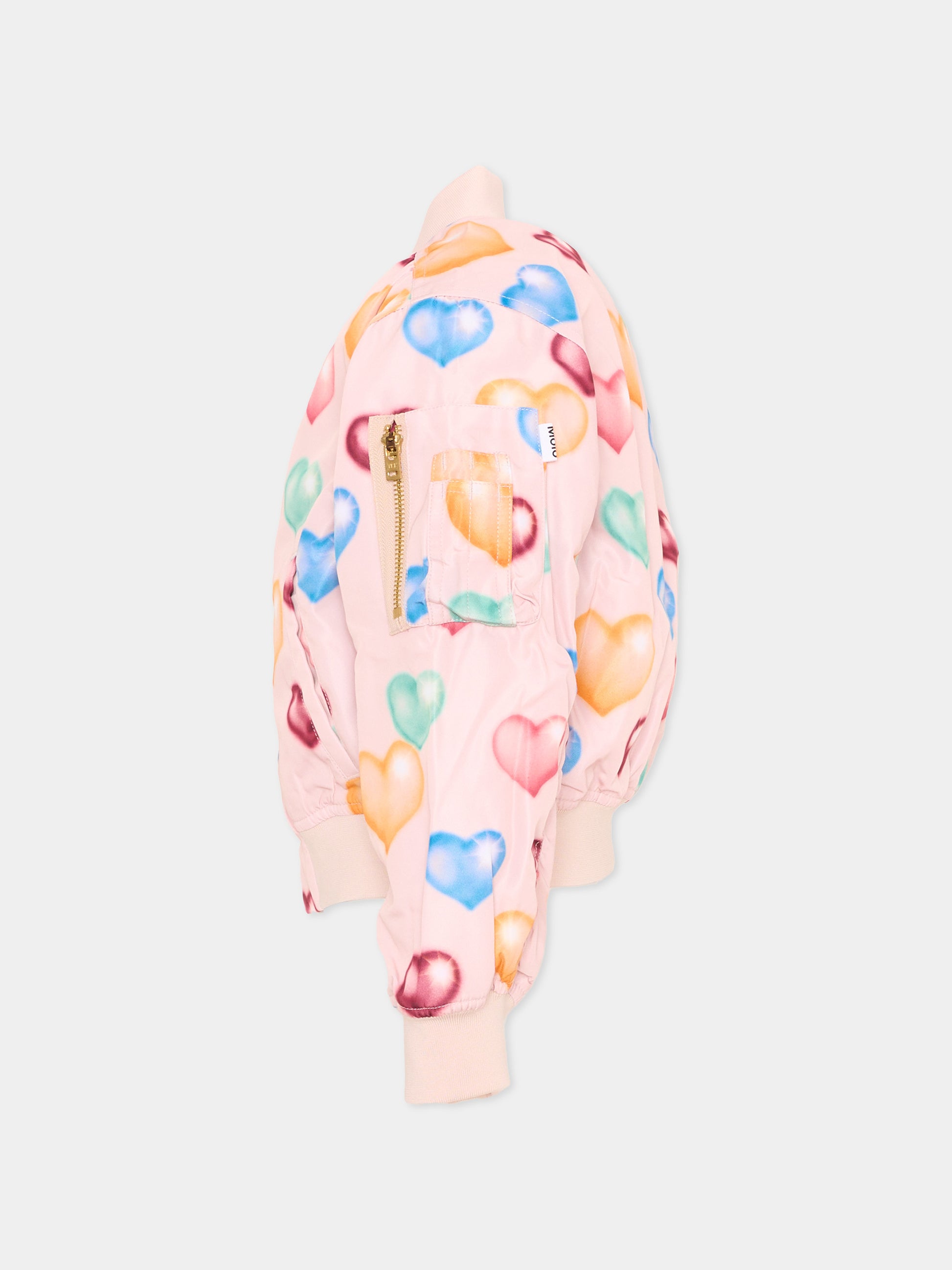 Bomber rosa Hedia per bambina con cuori,Molo,5W26M401 5745