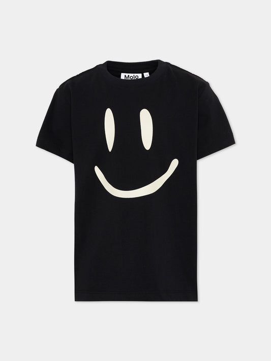 T-shirt nera  Roxo con smile  per bambini,Molo,6W26A201 0099