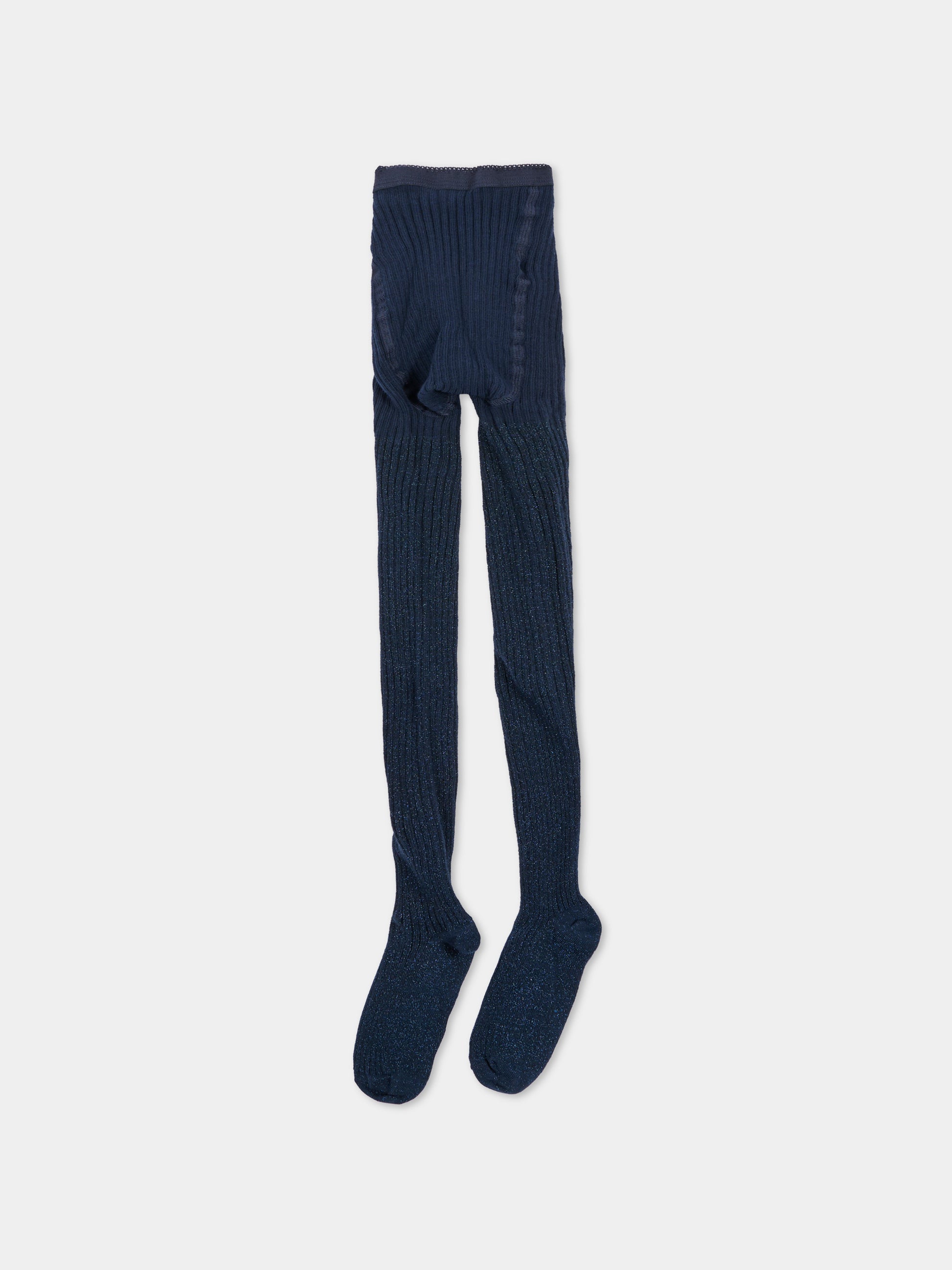 Collant blu per bambina a costine,Molo,7W26G202 2292