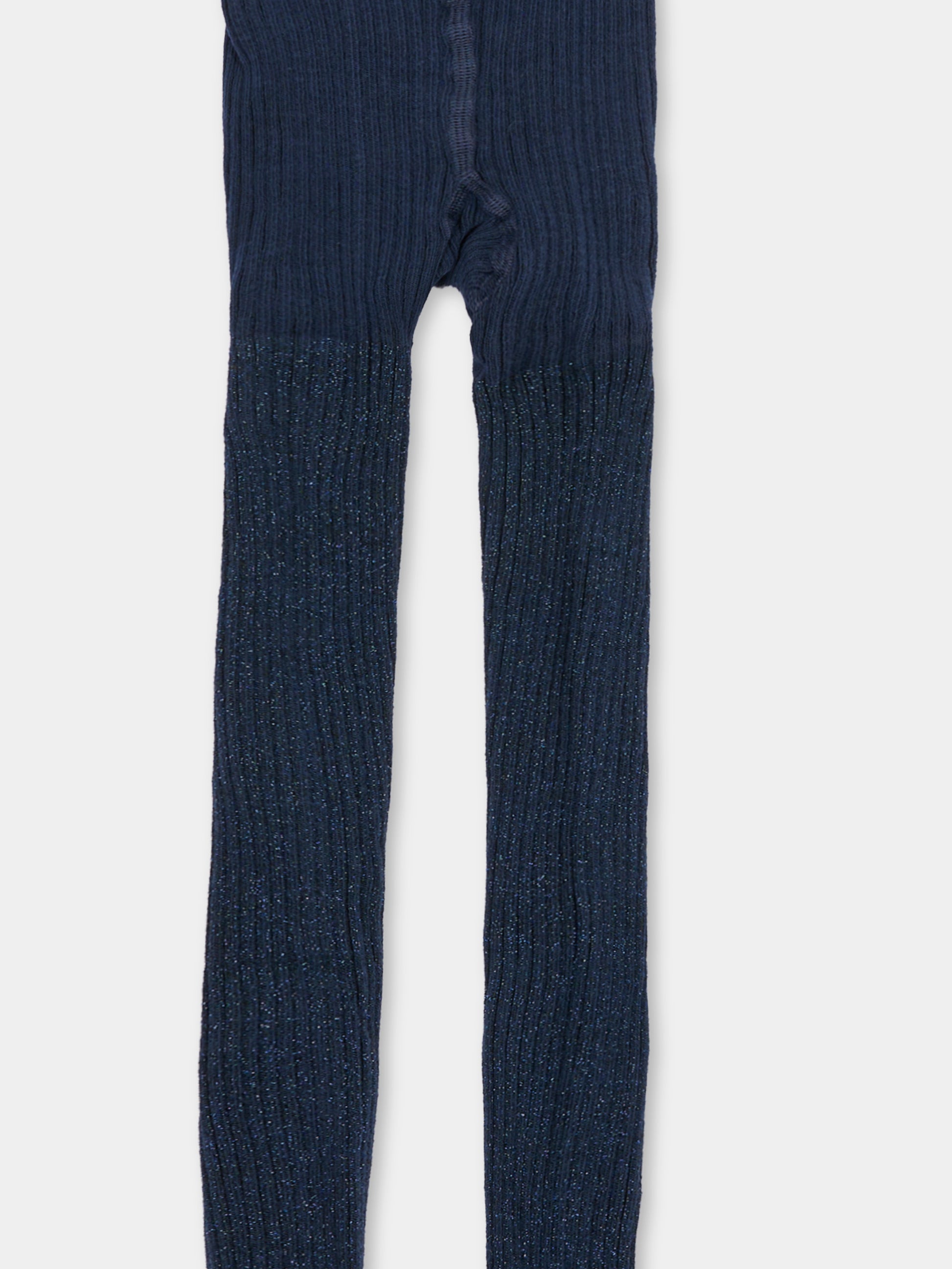 Collant blu per bambina a costine,Molo,7W26G202 2292