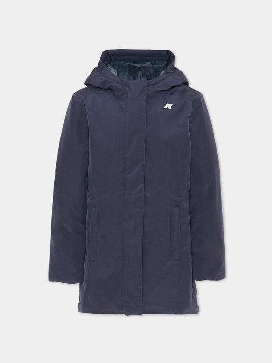 Parka Denise Marmotta blu per bambini con logo,K-way,K41383W AL9