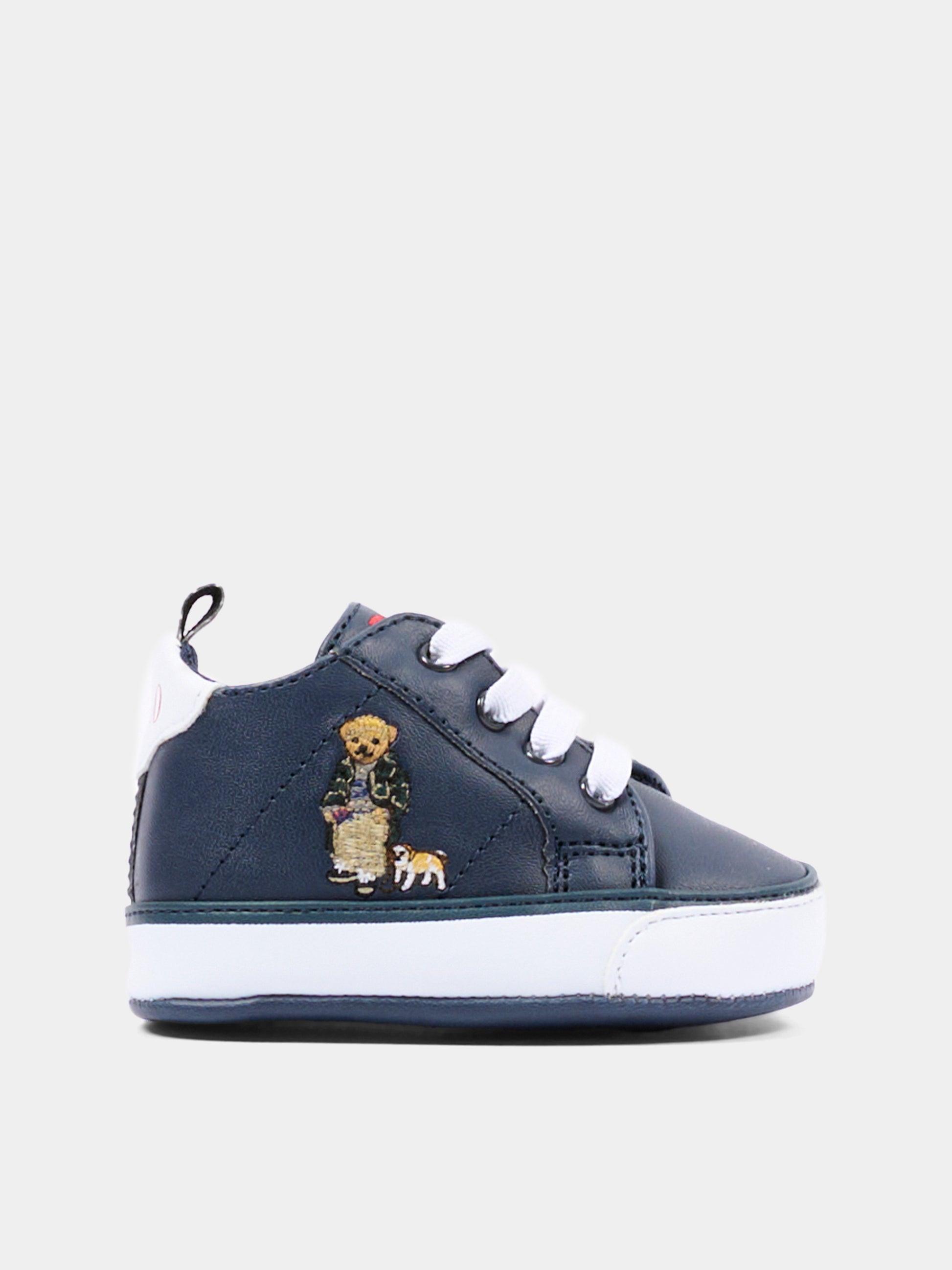 Sneakers blu per neonato con Polo Bear,Ralph Lauren Kids,RL03477410