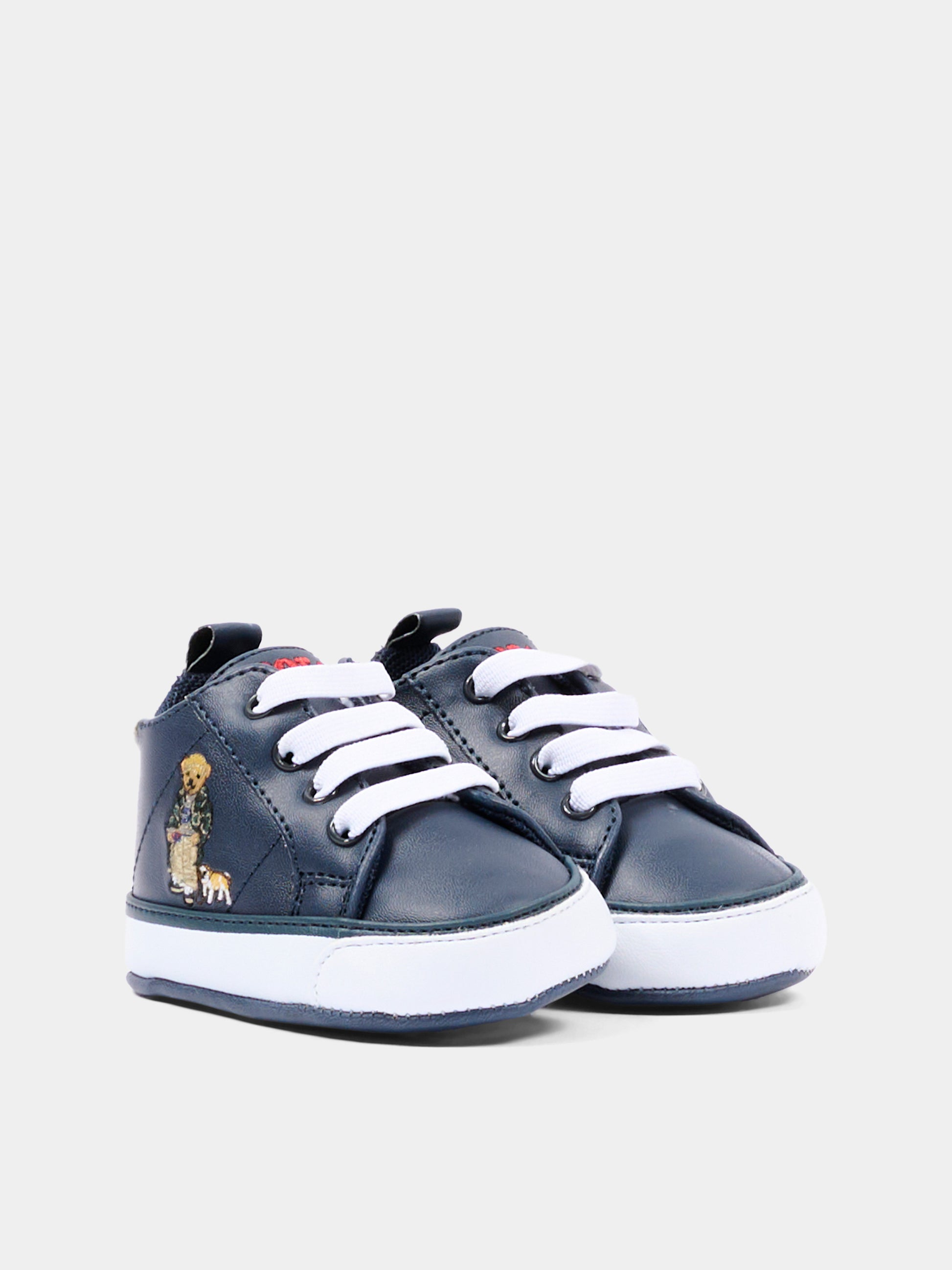 Sneakers blu per neonato con Polo Bear,Ralph Lauren Kids,RL03477410