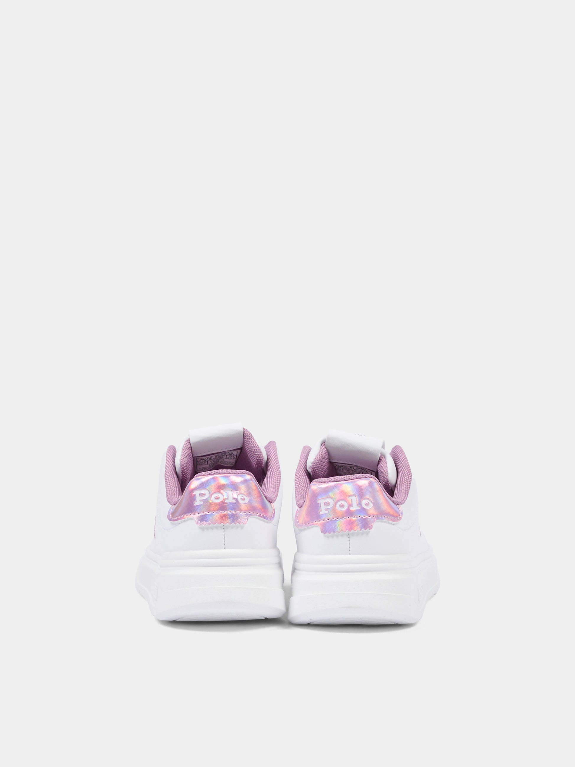 Sneakers bianche per bambina con Polo Pony,Ralph Lauren Kids,RL03844110