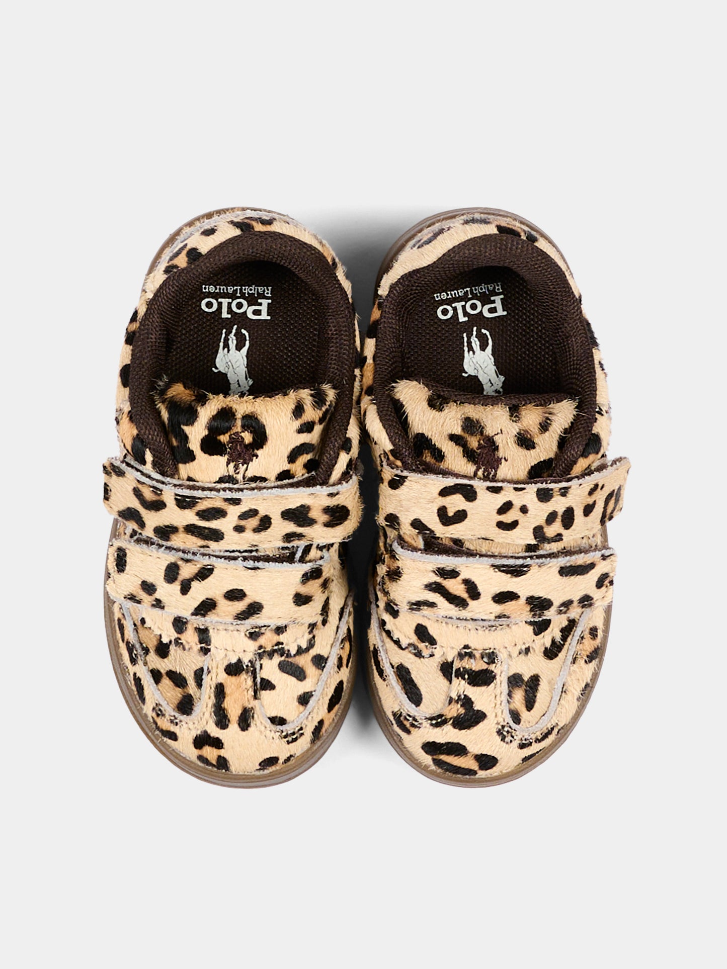 Sneakers marroni per bambina animalier,Ralph Lauren Kids,RL05863202