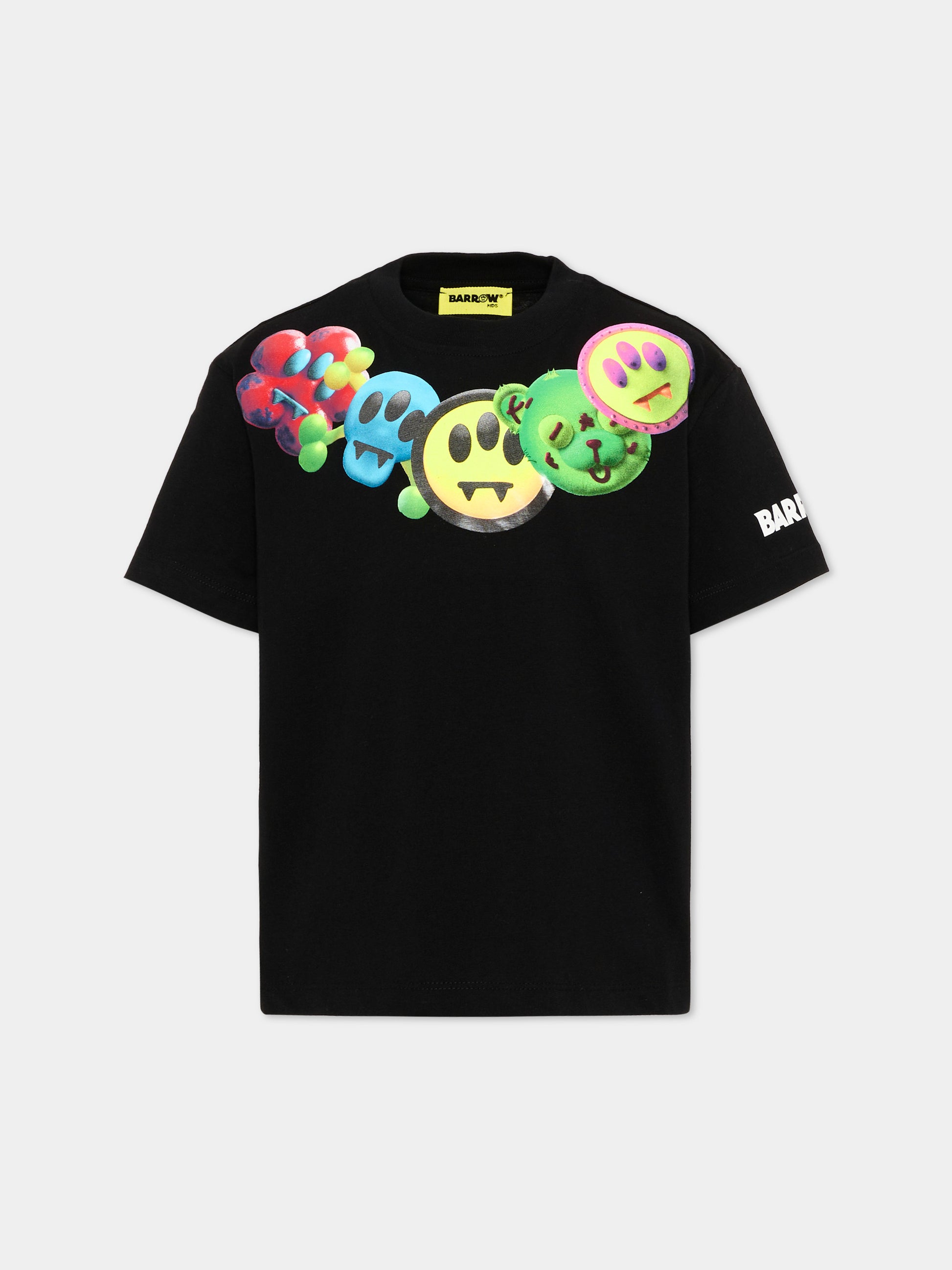 T-Shirt nera per bambino con smile,Barrow,F6BKJBTH065 110