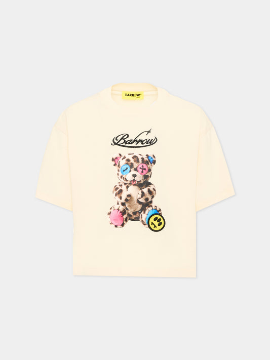 T-Shirt avorio per bambina con orsetto,Barrow,F6BKJGTH134 013