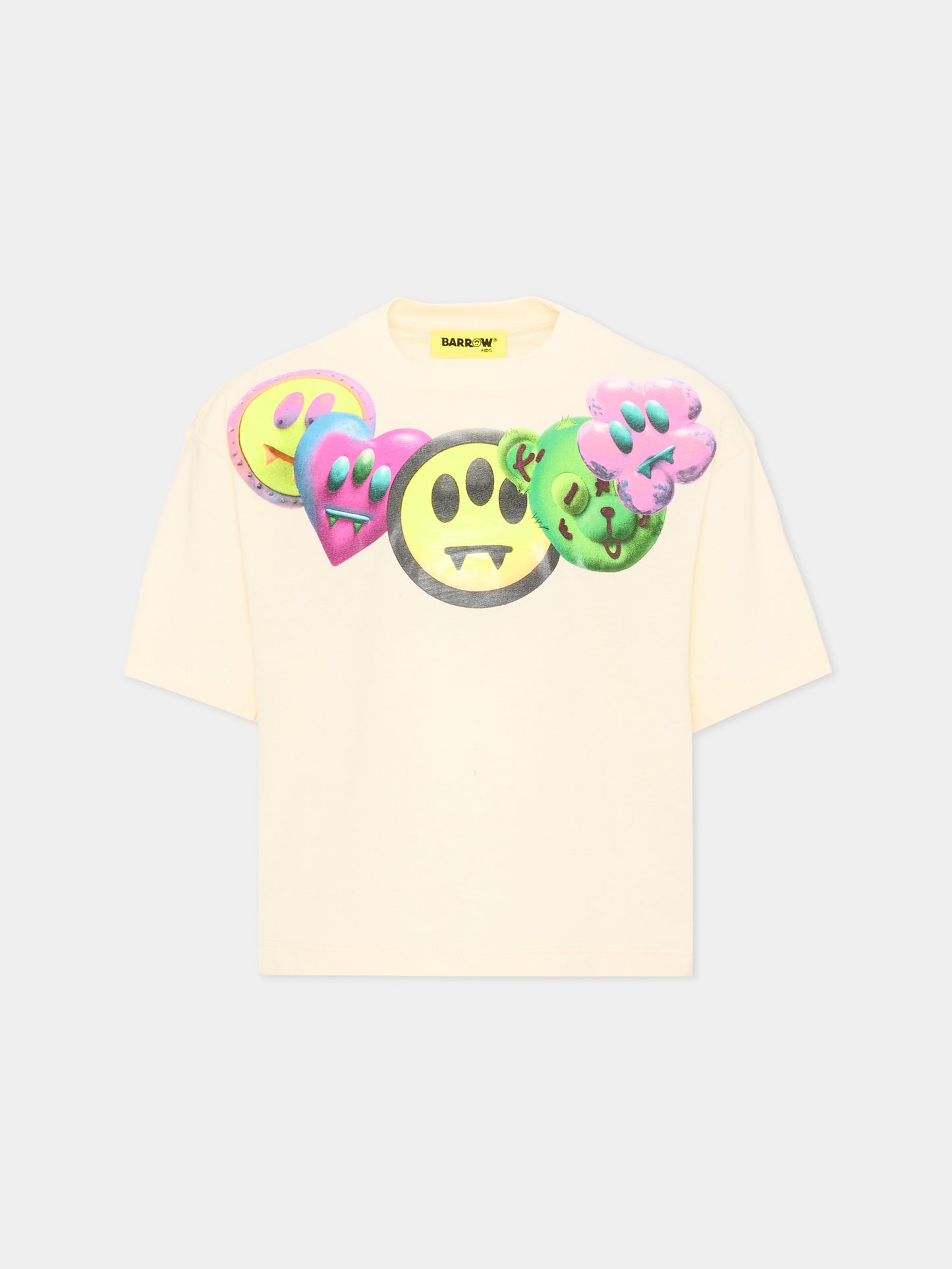 T-Shirt avorio per bambina con smile,Barrow,F6BKJGTH172 013