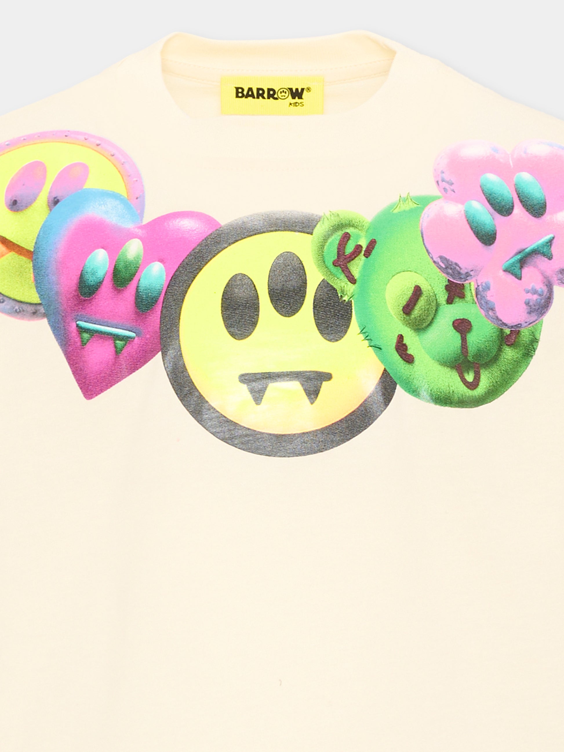 T-Shirt avorio per bambina con smile,Barrow,F6BKJGTH172 013
