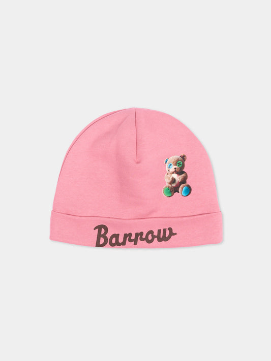 Berretto rosa per bambina con logo,Barrow,F6BKJUHT094 409