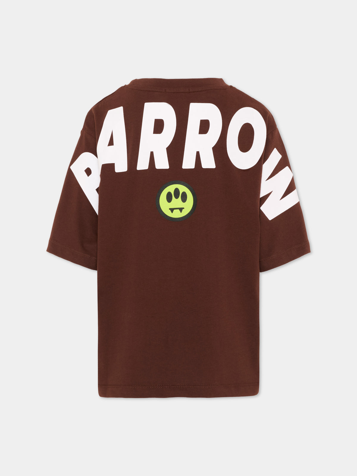 T-shirt marrone per bambini con logo,Barrow,F6BKJUTH012 408