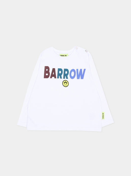T-Shirt bianca per neonato con logo,Barrow,F6BKUNTH191 002/059