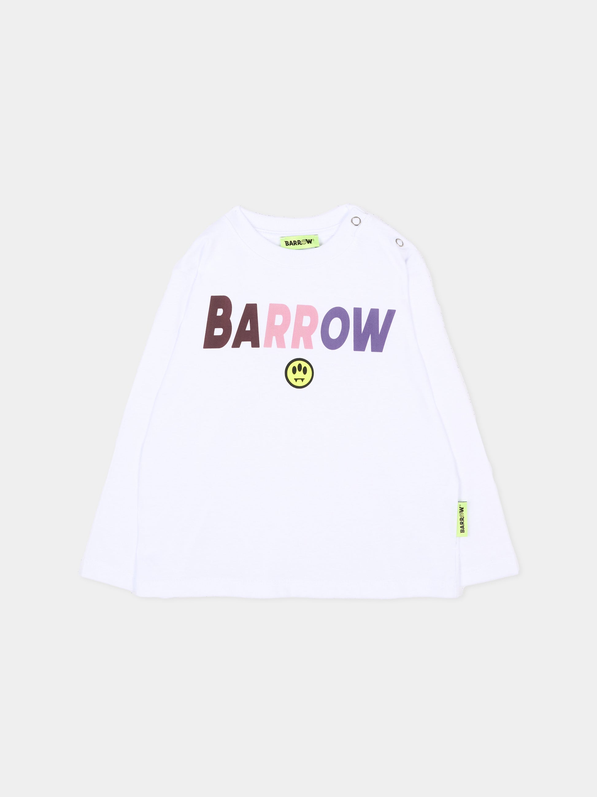 T-Shirt bianca per neonata con logo,Barrow,F6BKUNTH191 002/409