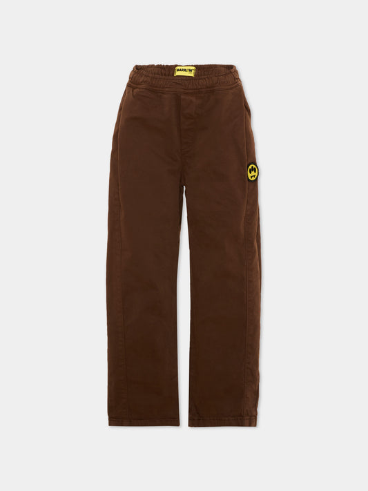 Pantalone marrone per bambini con logo,Barrow,F6BKJUPA089 408