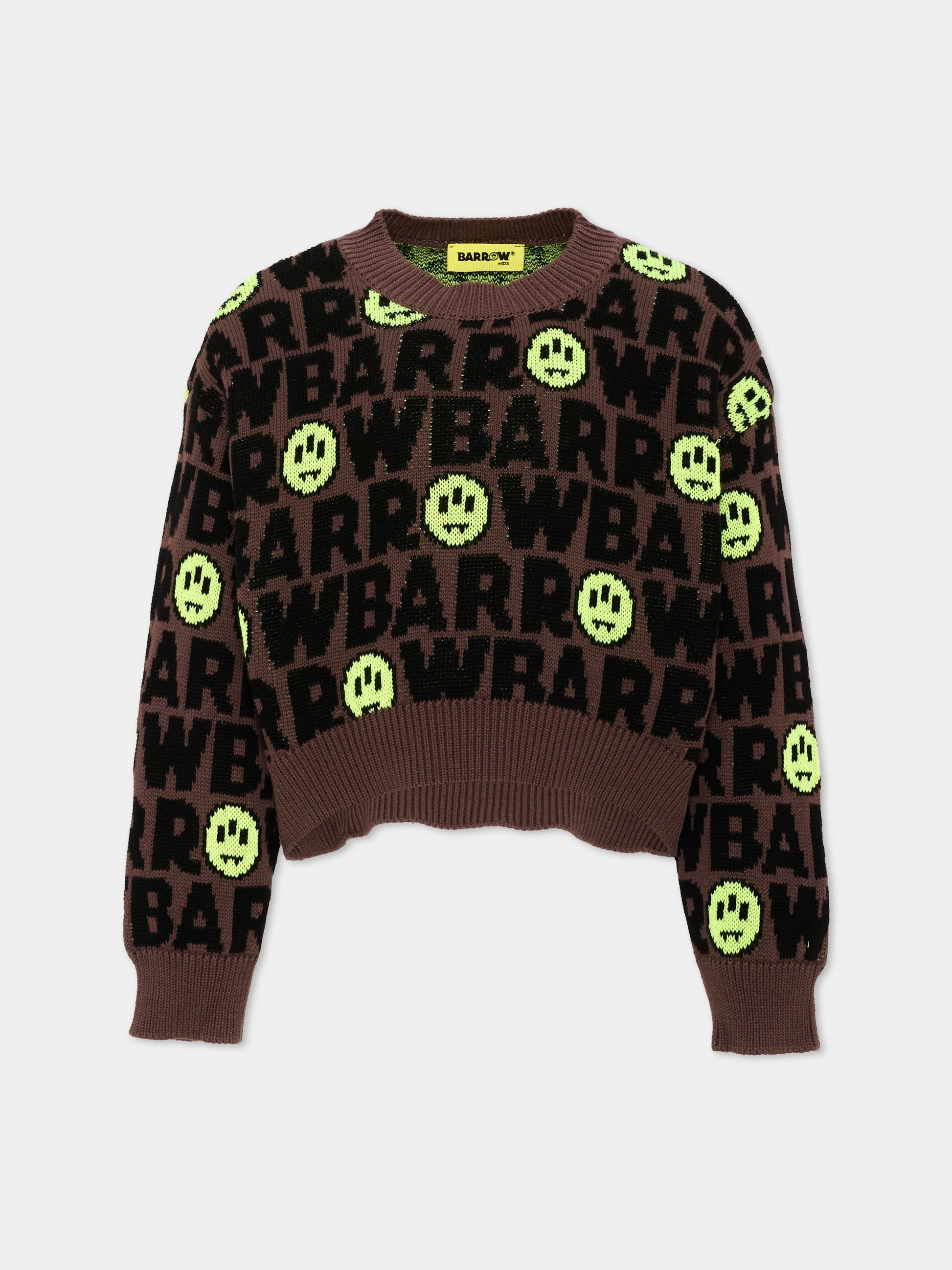 Maglione marrone per bambina con logo,Barrow,F6BKJGJP044 408