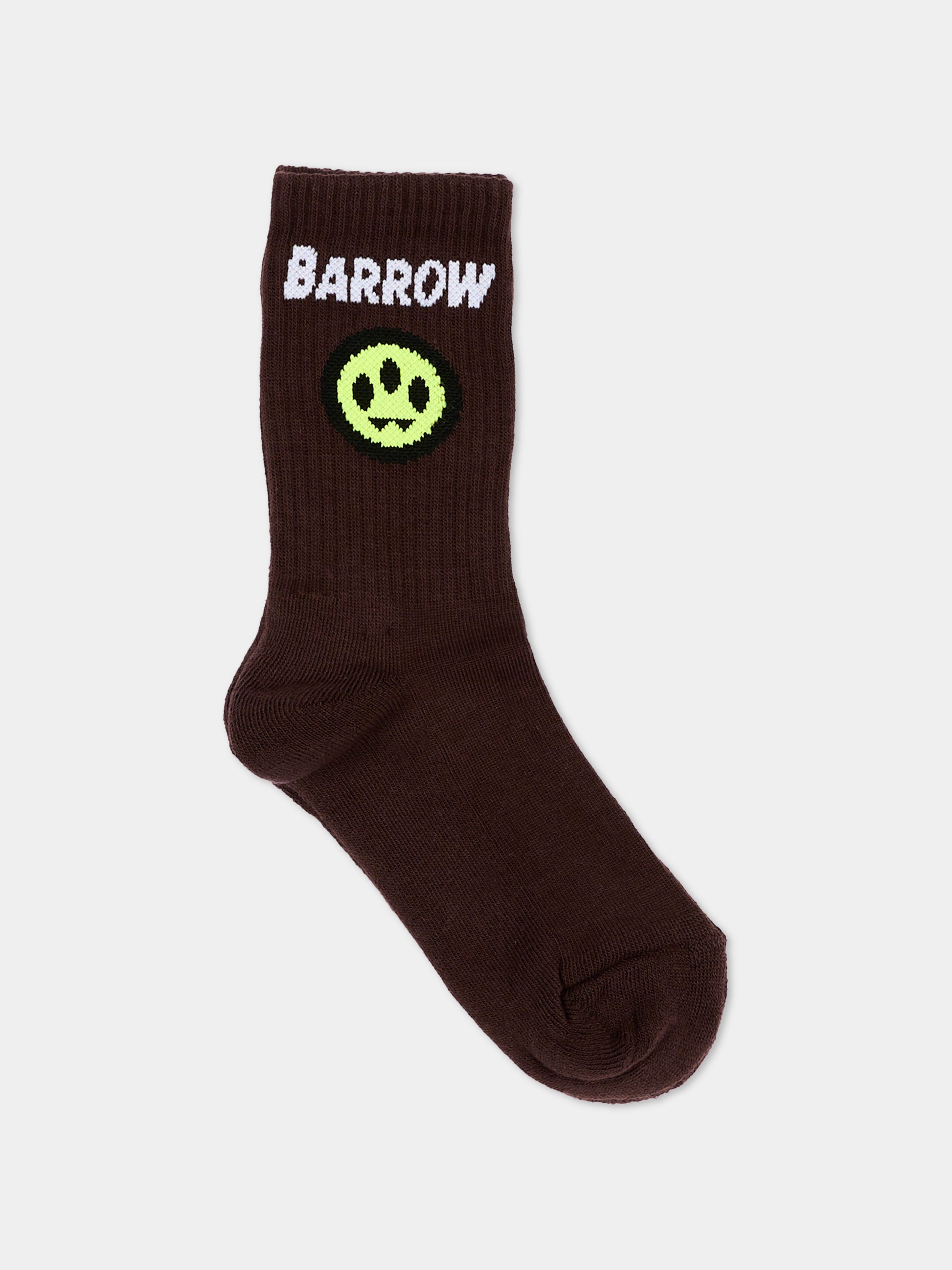 Calza Spugna marrone per bambini con logo,Barrow,F6BKJUSO111 408