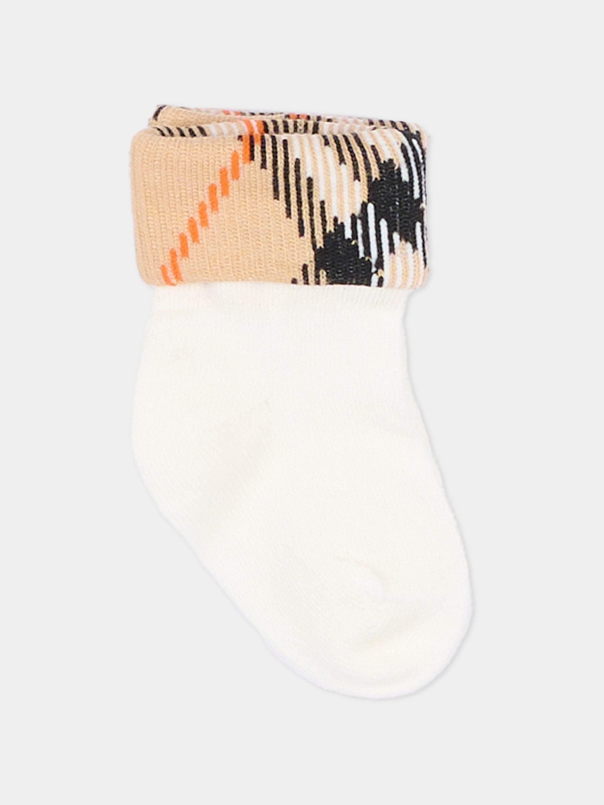 Calzino bianco Vintage Check per neonati,Burberry Kids,8121864 A1464