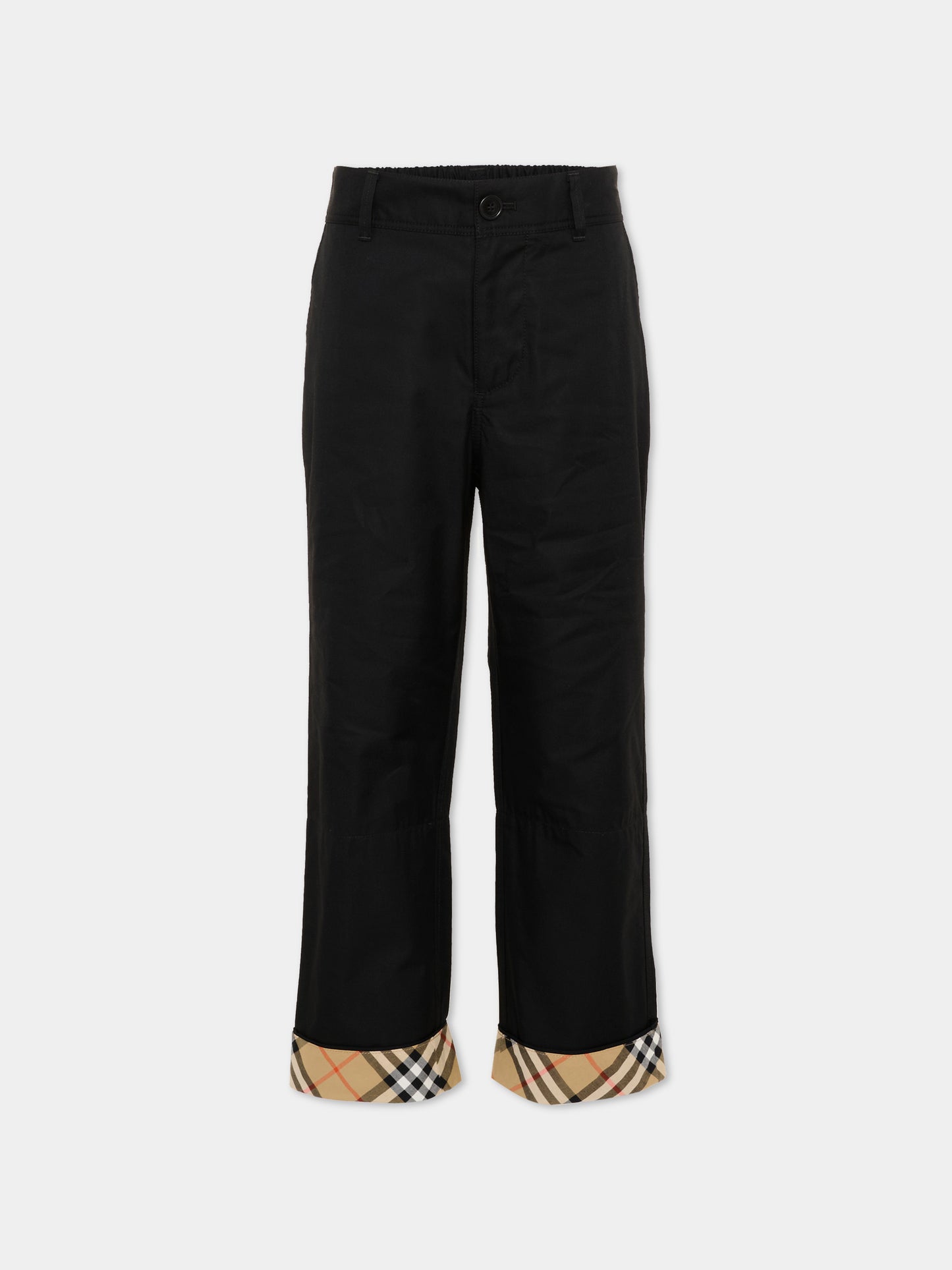 Pantaloni eleganti neri per bambino con check vintage,Burberry Kids,8131851 A1189